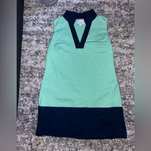 RARE Sail to Sable Mint and Navy V-Neck Dress